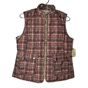 NWT St. John’s Bay Quilted Plaid Puffer Vest Petite Medium PM